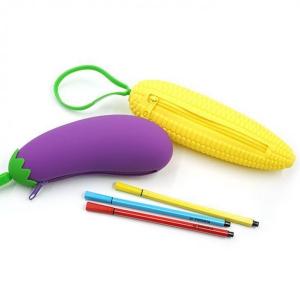 Silicone Fruit Pencil Bag，Corn shaped children's silicone waterproof pencil case coin purse with zipper