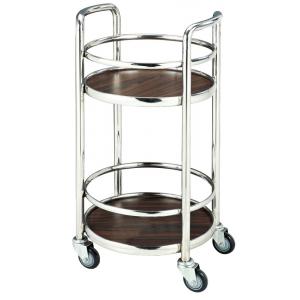 China Restaurant Supply Equipment 2 Layer Liquor Trolley Round With 4 Swivel Castors supplier