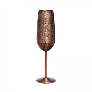 China 18/8 Stainless Steel Champagne Glass 200ml Etch Copper Plated Champagne Cup supplier
