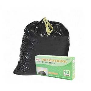 HDPE Black Drawstring Garbage Bags High Durability Environmental Friendly