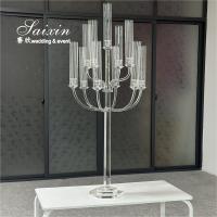 China Beautiful Clear Glass Crystal Candelabra With Tall Glass Jars For Wedding Centerpieces on sale