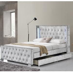 Tufted Buttons Queen Upholstered Storage Platform Bed Four Drawers