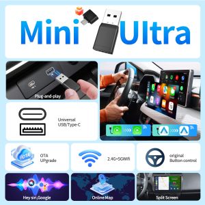 China Mini 2-in-1 Wireless Carplay Adapter & Wireless Android Auto Adapter for OEM Car Wired Carplay to Wireless wholesale