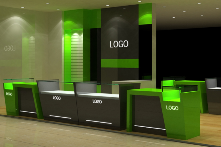 Mobile Phone Shop Interior Design With Customized Logo Color