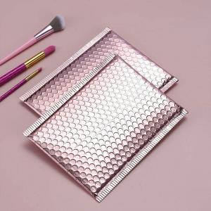 China Custom Logo Air Padded Envelopes Metallic Rose Gold Foil Bubble Mailer Bag For Cosmetics supplier