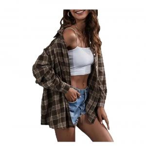 China                  Women′s Flannel Plaid Shirts Button Down Regular Fit Long Sleeve Casual Shirts Pure Cotton Oversized Blouse              supplier