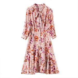 Pleated Flower Mulberry Silk Pajamas , OEM A Line Plus Size Silk Nightie