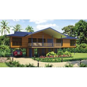 China Light Steel Frame wooden design,earthquake proof cyclone proof, Fiji style prefab Bungalow wholesale