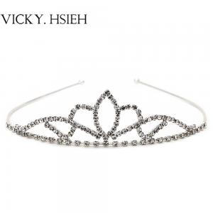 VICKY.HSIEH Luxurious Silver Tone Bridal Wedding Crystal Rhinestone Bride Crown