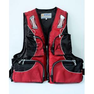 100N Red Water Sport Fishing Life Jacket With Oxford Nylon Adult Rigid Foam