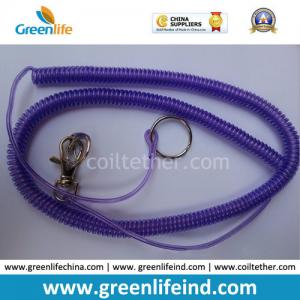 Transparent Purple Expanding Spiral Coil Fishing Tool Holder Lanyard