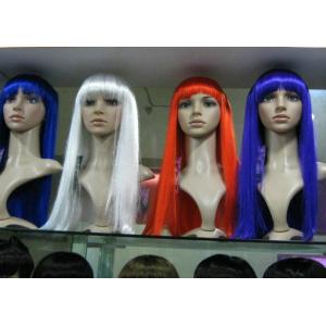 Colored White Blue Red Purple Silky Straight Long Synthetic Wigs For Women