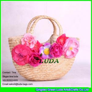 China LUDA kids bags wholesale straw bag girl straw handbags with beautiful flower supplier