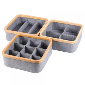 100% Polyester Non Woven Storage Fabric Drawer Organizers 3*3 Grids