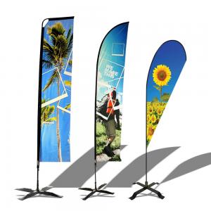 China Blue Beach Pattern Teardrop Advertising Flags Personalized Festival Use supplier