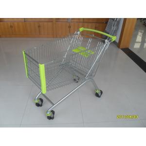 China 150L Zinc Plated Supermarket Shopping Carts , Steel Shopping Trolleys On Wheels supplier