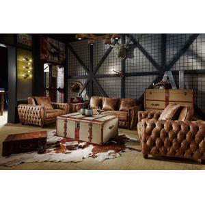 China Dark Brown High End Soft Leather Sofa High Density Foam / Sponge For Living Room supplier