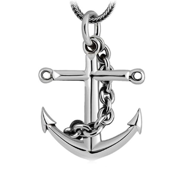 Sterling Silver Maritime Anchor Amulet Pendant with 925 Silver Wheat Chain