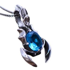 China 925 Sterling Silver Blue Topaz Scorpion Style Pendant Necklace for Women and Men (N6030801B) supplier