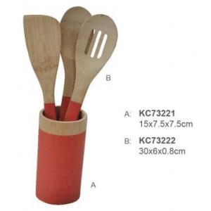 China 100% Bamboo Material Natural Color Food Safe Handle Wooden Bamboo Cutlery Set With Kitchen Spoon supplier