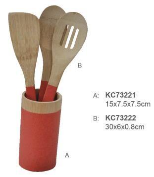 100% Bamboo Material Natural Color Food Safe Handle Wooden Bamboo Cutlery Set