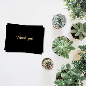 2.93 Ounces Customised Thank You Cards Black Gold Foil Blank Cards With Envelopes
