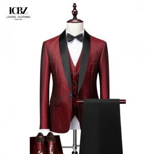 China Men's Plus Size Striped Formal Suit with Woolen Cloth Fabric and Three Piece Design supplier