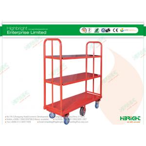 China Collapsible U Boat Six Wheels Warehouse Trolleys Rubber stopper Storage Carts wholesale