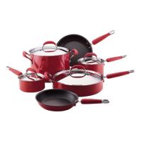 Purple 9 Piece Stamped Kitchen Nonstick Cookware Set With SS LID