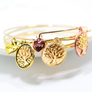 China Special wholesale New style Women Jewelry Tree Of Life Alloy  Expandable Bangle Gold Bangles Designs supplier