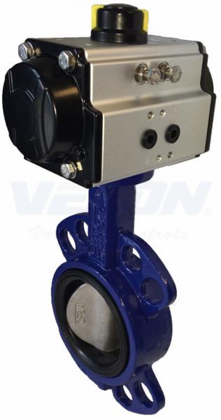 Pneumatic Cylinder Operated Butterfly Valve , Metal Seated Butterfly Valve Air