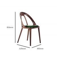 China Nordic Style Walnut Dining Chair Light Luxury Genuine Leather Solid Black on sale