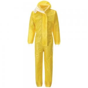 China Non Toxic Yellow Disposable Coveralls , Disposable Work Suits Texture Soft supplier