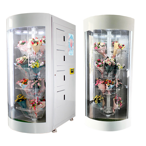 China A máquina de venda automática da flor fresca da parte alta laminou o aço com tela táctil do LCD wholesale