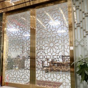 China PVD Color Stainless Steel Screen Partition Living Room Divider With Tempered Glass supplier