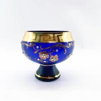 China Arabic Luxury Glass Fruit Bowls Handmade 88mm Height Real Gold on sale