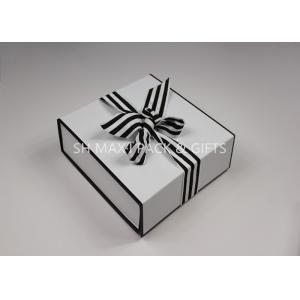 Lightweight Folding White Chipboard Boxes With Lids Big Ribbon Bow Custom Product Packaging