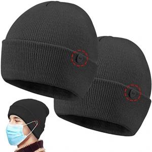 China Custom Button 58cm Knit Beanie Hats Easy To Wear Masks supplier