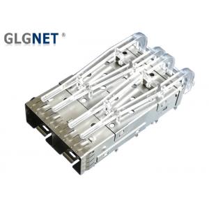 China 2.05 mm Press Fin Female SFP Cage Connector 1x2 Ports Support 10 Gbit/s Ethernet supplier