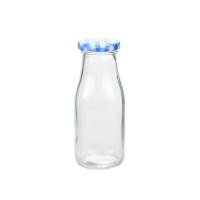 China 11oz BPA Free Glass Milk Bottles Reusable With Metal Twist Lids on sale