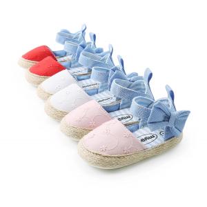 Hot sale Cotton fabric Bowknot lace princess soft sole toddler girl baby sandals