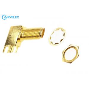 China 50 ohm rf  gold plated SMA female right angle board mount pcb antenna connector supplier