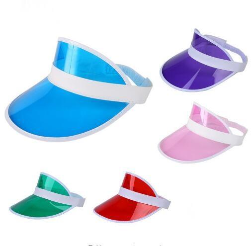 Summer Unisex Sun Visor Hat Candy Color Transparent Empty Top Plastic PVC