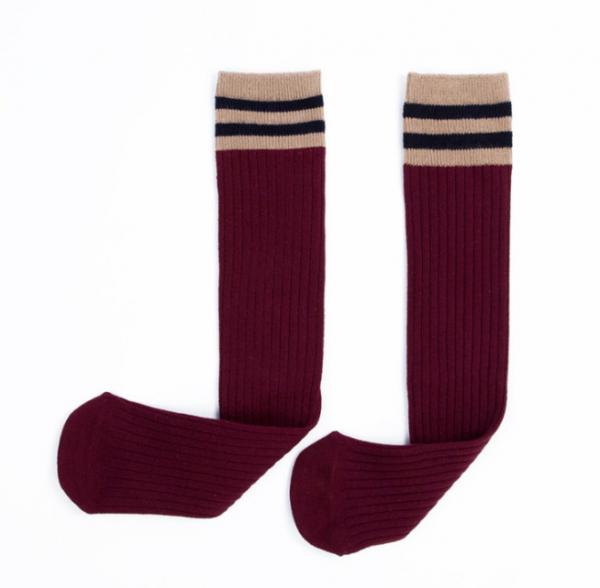 Strips Knitting Girls Knee High Socks Breathable Sweat Absorbent Casual Socks