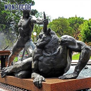 Expressive Large Bronze Sculpture Greek Mythological Figures Minotaur And Theseus