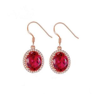 China 18k Rose Gold Plated Sterling Silver Red Cubic Zircon Dangle Earrings(E12145) supplier