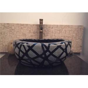 China Black Granite Stone Bathroom Sink Bowls Diameter 40CM For Pedestal supplier