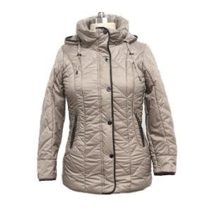 Heavy Thick Solid Hooded Coat For Women Short Type 100% Polyester Lining