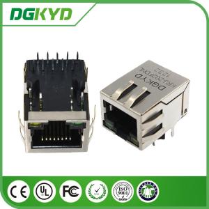 China Tap Down Single Port 1000BASE Rj45 10 Pin Connector , Rj45 Modular Connector With Led supplier