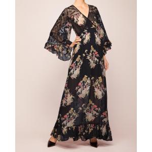 Fashion Design Empire Waist Floral Embroidered V-Neckline Maxi Woman Dress